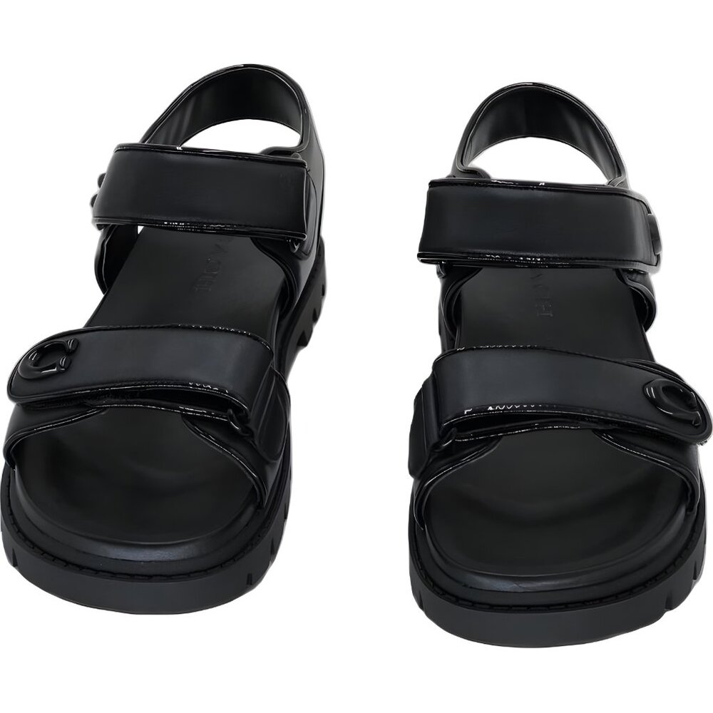 Coach Brynn Double-Band Sport Sandal Black Leather 7M US EU 37.5 - Picture 5 of 6